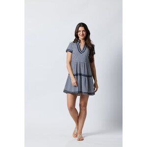 STS Sail to Sable Navy & White Stripe Short Sleeve Fit & Flare Tunic Dress M